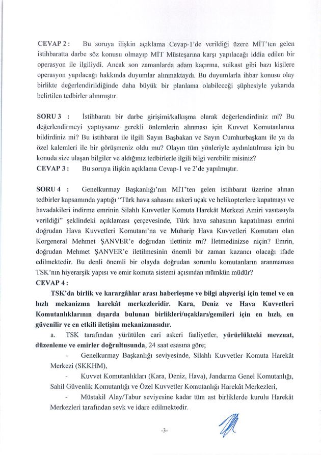 İşte Hulusi Akar’ın darbe komisyonuna verdiği cevaplar