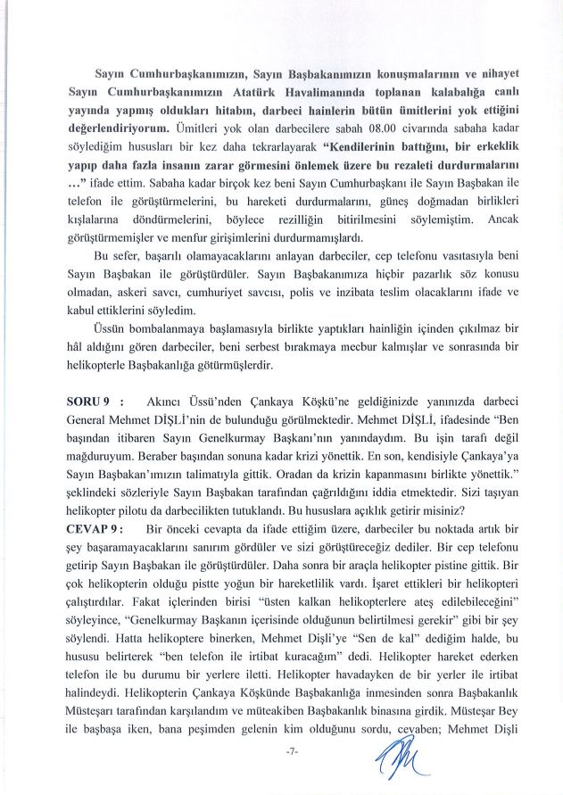 İşte Hulusi Akar’ın darbe komisyonuna verdiği cevaplar