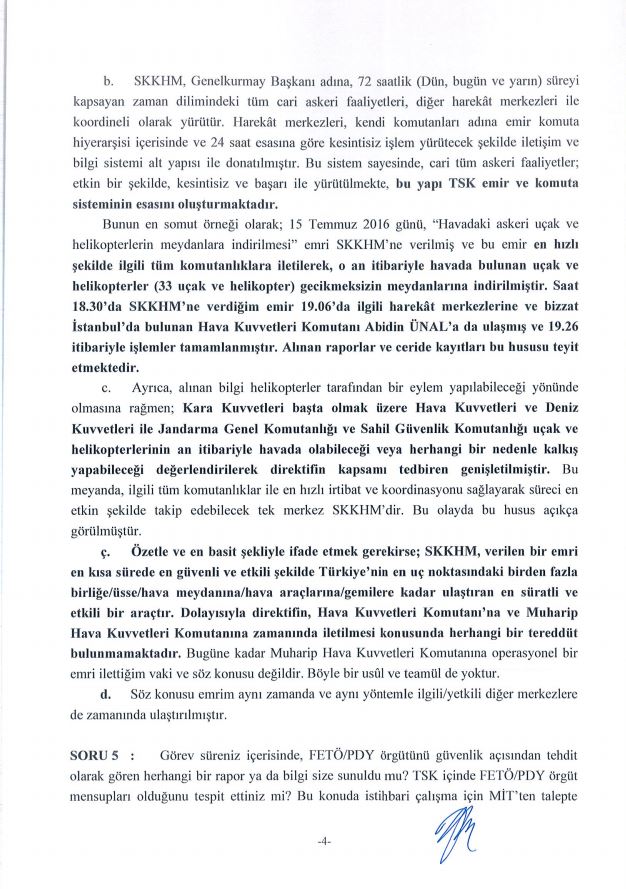 İşte Hulusi Akar’ın darbe komisyonuna verdiği cevaplar