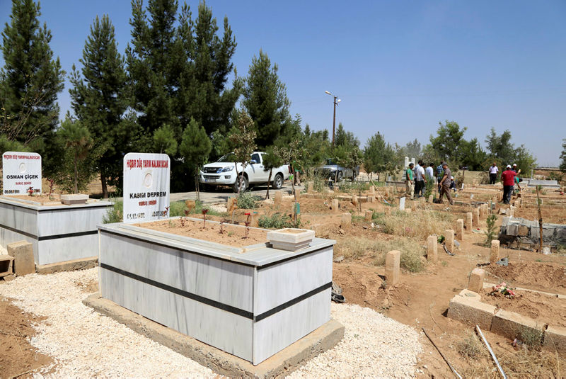 Suruç’ta terörist mezarlarındaki örgüt simgeleri silindi