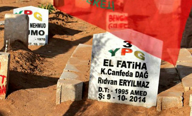 Suruç’ta terörist mezarlarındaki örgüt simgeleri silindi