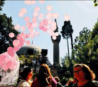 Pembe balonlar ve pamuk �ekerli veda