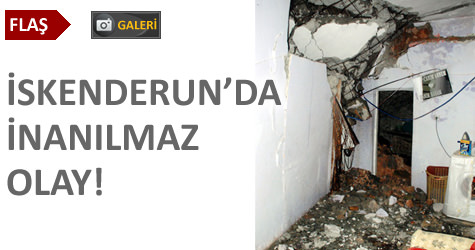 �skenderunda iki evin �zerine kaya d��t�