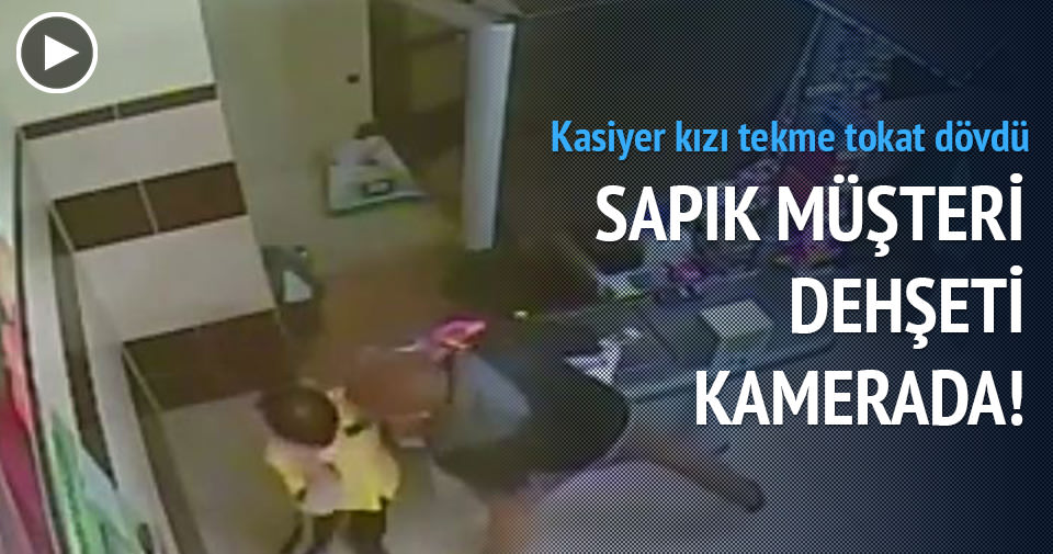 MÜŞTERİ KASİYER KIZI TEKME TOKAT DÖVDÜ