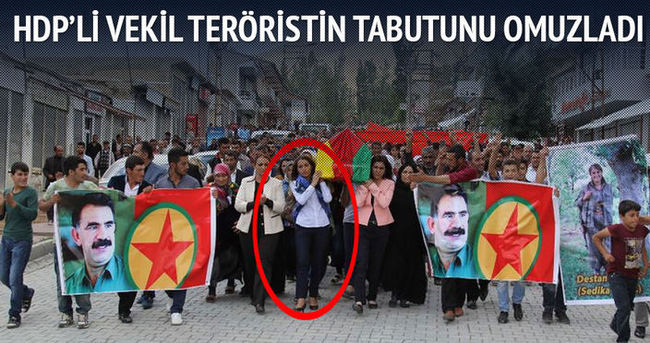 HDP'li vekil Tuba Hezer PKK'lı teröristin tabutunu taşıdı