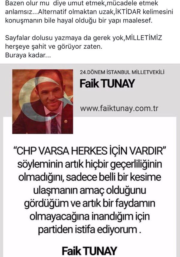 O isim CHP'den İstifa etti