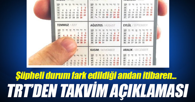 TRT'den takvim açıklaması